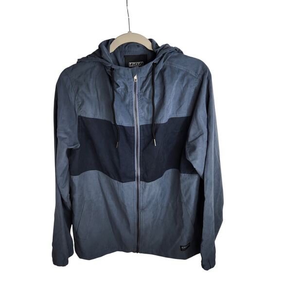 EZEKIEL Hooded Windbreaker Jacket Men’s Medium Blue Haze Full Zip‎ Lightweight - Picture 1 of 14